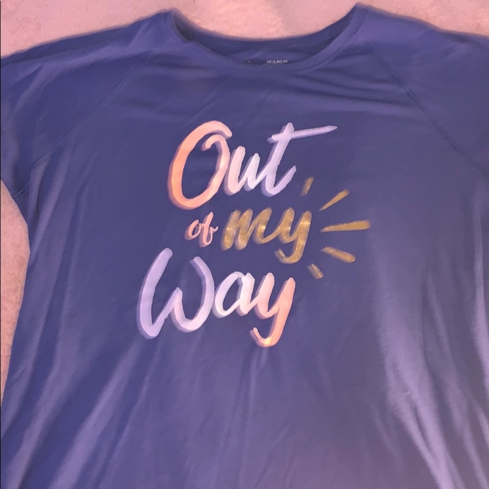 out of my way purple under armor tee